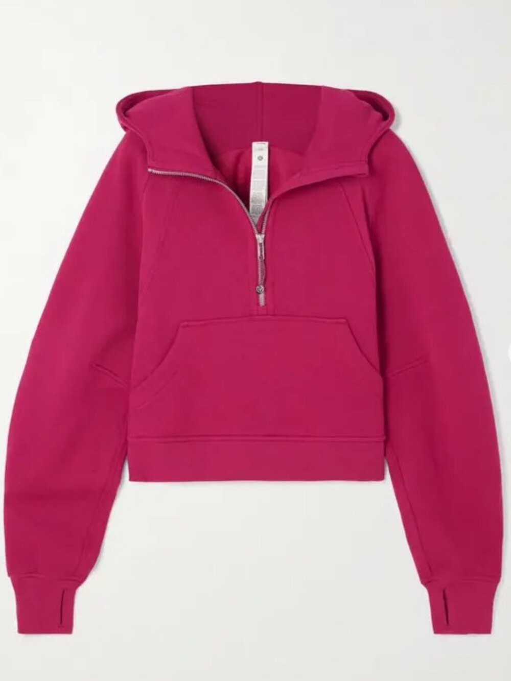 lululemon scuba cropped cotton-blend half-zip hoodie - pink